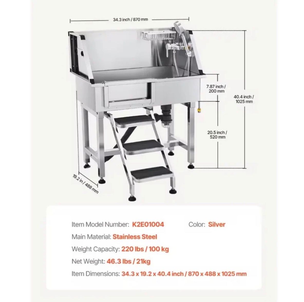 Bañera de Grooming 34"